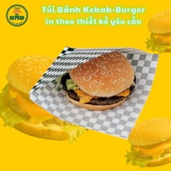 Túi bánh Kebab-Burger 19x19cm (giấy nến thực phẩm) in logo nhiều màu-block 100 tờ nhanh cho sự kiện 