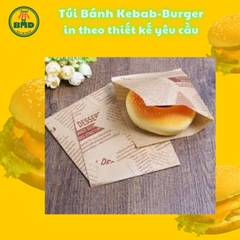 Túi bánh Kebab-Burger 19x19cm (giấy nến thực phẩm) in logo nhiều màu-block 100 tờ nhanh cho sự kiện 