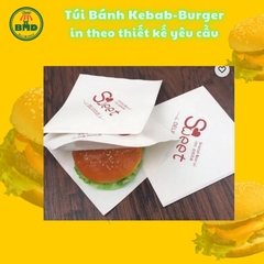 Túi bánh Kebab-Burger 19x19cm (giấy nến thực phẩm) in logo nhiều màu-block 100 tờ nhanh cho sự kiện 