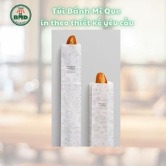 Túi bánh mì que 6x29x3cm(giấy nến thực phẩm) in logo nhiều màu-block 100 tờ nhanh cho sự kiện 