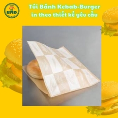 Túi bánh Kebab-Burger 19x19cm (giấy nến thực phẩm) in logo nhiều màu-block 100 tờ nhanh cho sự kiện 