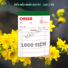 Phiếu Order món 2 liên-Block 12 quyển-chọn mẫu in tên