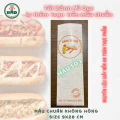 Túi bánh mì que 9x28cm (giấy nến thực phẩm) in logo nhiều màu-block 100 tờ nhanh cho sự kiện 