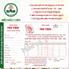 Giấy Bảo Đảm tiệm vàng 1 liên-Block 6 quyển-chọn mẫu in tên