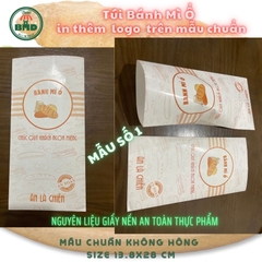 Túi bánh mì ổ 13.8x28cm (giấy nến thực phẩm) in logo nhiều màu-block 100 tờ nhanh cho sự kiện 