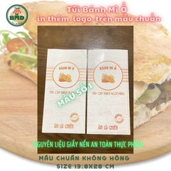Túi bánh mì ổ 13.8x28cm (giấy nến thực phẩm) in logo nhiều màu-block 100 tờ nhanh cho sự kiện 