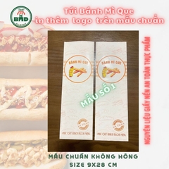Túi bánh mì que 9x28cm (giấy nến thực phẩm) in logo nhiều màu-block 100 tờ nhanh cho sự kiện 
