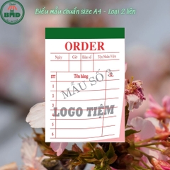 Phiếu Order món 2 liên-Block 12 quyển-chọn mẫu in tên