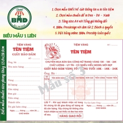Giấy Bảo Đảm tiệm vàng 1 liên-Block 6 quyển-chọn mẫu in tên