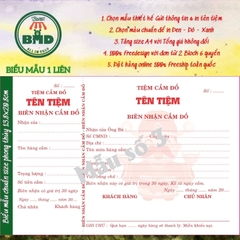 Biên Nhận Cầm đồ 1 liên-Block 6 quyển-chọn mẫu in tên