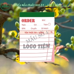 Phiếu Order món 2 liên-Block 12 quyển-chọn mẫu in tên
