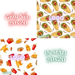 Giấy nến lót-gói size 20x20cm-Bloc 10/100 in logo màu theo mẫu chọn hoặc theo thiết kế