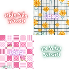 Giấy nến lót-gói size 30x30cm-Bloc 10/100 in logo màu theo mẫu chọn hoặc theo thiết kế