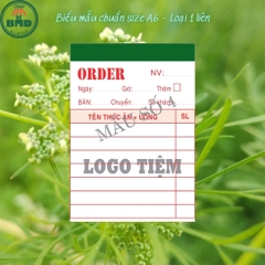 Phiếu Order món 1 liên-Block 12 quyển-chọn mẫu in tên