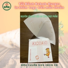 Túi bánh Kebab-Burger 19x19cm (giấy nến thực phẩm) in logo nhiều màu-block 100 tờ nhanh cho sự kiện 