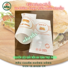 Túi bánh mì ổ 13.8x28cm (giấy nến thực phẩm) in logo nhiều màu-block 100 tờ nhanh cho sự kiện 
