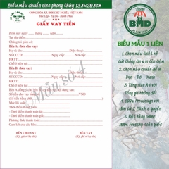 Giấy vay tiền 1 liên-Block 6 quyển-chọn mẫu in tên