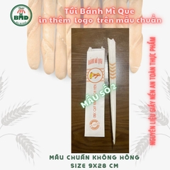 Túi bánh mì que 6x29x3cm(giấy nến thực phẩm) in logo nhiều màu-block 100 tờ nhanh cho sự kiện 