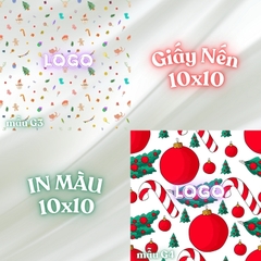 Giấy nến lót-gói size 10x10cm-Bloc 10/100 in logo màu theo mẫu chọn hoặc theo thiết kế