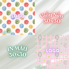 Giấy nến lót-gói size 30x30cm-Bloc 10/100 in logo màu theo mẫu chọn hoặc theo thiết kế