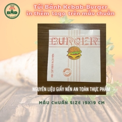 Túi bánh Kebab-Burger 19x19cm (giấy nến thực phẩm) in logo nhiều màu-block 100 tờ nhanh cho sự kiện 