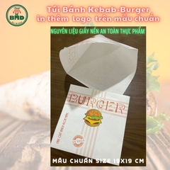 Túi bánh Kebab-Burger 19x19cm (giấy nến thực phẩm) in logo nhiều màu-block 100 tờ nhanh cho sự kiện 