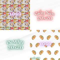 Giấy nến lót-gói size 20x20cm-Bloc 10/100 in logo màu theo mẫu chọn hoặc theo thiết kế