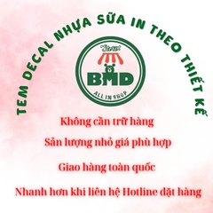 Tem Decal nhựa sữa in & tạo hình theo thiết kế-3 Block Chuẩn 1/10/100 tờ