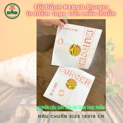 Túi bánh Kebab-Burger 19x19cm (giấy nến thực phẩm) in logo nhiều màu-block 100 tờ nhanh cho sự kiện 