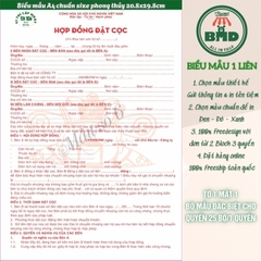 Hợp đồng Đặt Cọc Nhà Đất-Căn Hộ(1 liên)-Block 3 quyển-chọn mẫu in tên