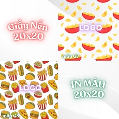 Giấy nến lót-gói size 20x20cm-Bloc 10/100 in logo màu theo mẫu chọn hoặc theo thiết kế