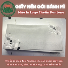 Giấy Nến gói bánh mì 13x21cm & 16x19 (Chuẩn thực phẩm) in logo chuẩn Pantone màu đơn -block 10k tờ