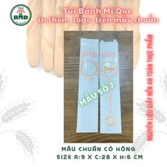 Túi bánh mì que 6x29x3cm(giấy nến thực phẩm) in logo nhiều màu-block 100 tờ nhanh cho sự kiện 