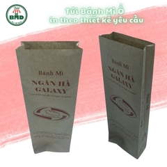 Túi bánh mì ổ 10x25x5cm (giấy nến thực phẩm) in logo nhiều màu-block 100 tờ nhanh cho sự kiện 