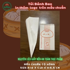 Túi bánh Bao-Khoai lắc 12x21x6.5cm (giấy nến thực phẩm) in logo nhiều màu-block 100 tờ nhanh cho sự kiện 