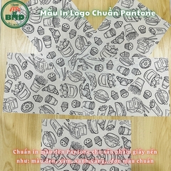 Giấy nến gói hoặc lót Khoai Tây, Gà Rán in logo mỏng 28-38gsm chuẩn size 19x28 cm - Block 100 (nhanh 8h) & 3000 tờ (công nghiệp 24h)