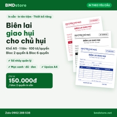Biên lai giao hụi A5 1 liên in tên chủ hụi BMDstore