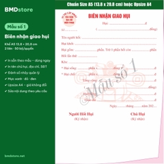 Biên Lai Giao Hụi A5 2 Liên Carbonless – In Tên Chủ Hụi, Đánh Số Nhảy | Bloc 2 & Bloc 6 | 8 Mẫu Có Sẵn