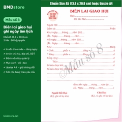 Biên Lai Giao Hụi A5 2 Liên Carbonless – In Tên Chủ Hụi, Đánh Số Nhảy | Bloc 2 & Bloc 6 | 8 Mẫu Có Sẵn