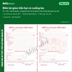 Biên Lai Giao Hụi A5 1 Liên – In Tên Chủ Hụi, Đánh Số Nhảy | Bloc 2 & Bloc 6 | 8 Mẫu Có Sẵn