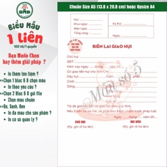 Biên lai giao hụi 1 liên-Bloc 2 (in sẵn) & Bloc 6 (chọn mẫu in tên) hoặc theo thiết kế