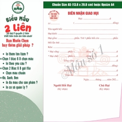 Biên lai giao hụi 2 liên-Bloc 2 (in sẵn) & Bloc 6 (chọn mẫu in tên) hoặc theo thiết kế