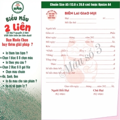 Biên lai giao hụi 2 liên-Bloc 2 (in sẵn) & Bloc 6 (chọn mẫu in tên) hoặc theo thiết kế