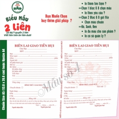 Biên lai giao hụi 2 liên-Bloc 2 (in sẵn) & Bloc 6 (chọn mẫu in tên) hoặc theo thiết kế