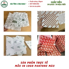 Giấy nến(hút dầu)gói-lót Bánh mì-Croissant in logo,chuẩn>28gsm(16x19cm)-Bloc 100(đen 3h)/9k/18k