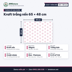 Giấy kraft trắng nến in logo 65x48cm 38gsm – trắng tinh, 2 mặt nhám, gói hộp bánh, combo đồ ăn, áo gấp, in từ 100 tờ