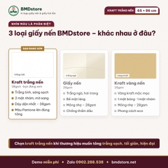 Giấy kraft trắng nến in logo 65x86cm 38gsm khổ lớn – trắng tinh, 2 mặt nhám, bọc quà, lót khay, áo khoác, in từ 100 tờ