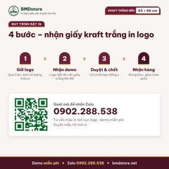 Giấy kraft trắng nến in logo 65x86cm 38gsm khổ lớn – trắng tinh, 2 mặt nhám, bọc quà, lót khay, áo khoác, in từ 100 tờ