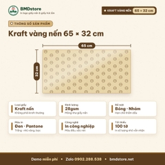 Giấy kraft vàng nến in logo 65x32cm 28gsm – 1 mặt bóng 1 mặt nhám, gói lót đồ ăn F&B, quần áo, phụ kiện, in từ 100 tờ
