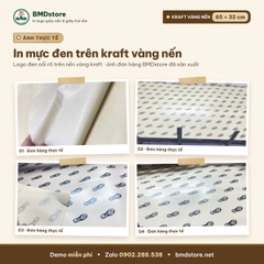 Giấy kraft vàng nến in logo 65x32cm 28gsm – 1 mặt bóng 1 mặt nhám, gói lót đồ ăn F&B, quần áo, phụ kiện, in từ 100 tờ